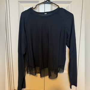 Lululemon Deep Blue/Navy Long Sleeve with Partly open back and Mesh Bottom